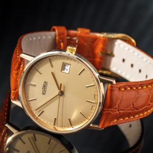 Roamer Quartz Date 14k Gold 33.5mm