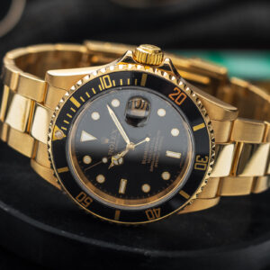 Rolex Submariner Date 16618 Black Aitomatic COSC 18k Gold 40mm/Kpl